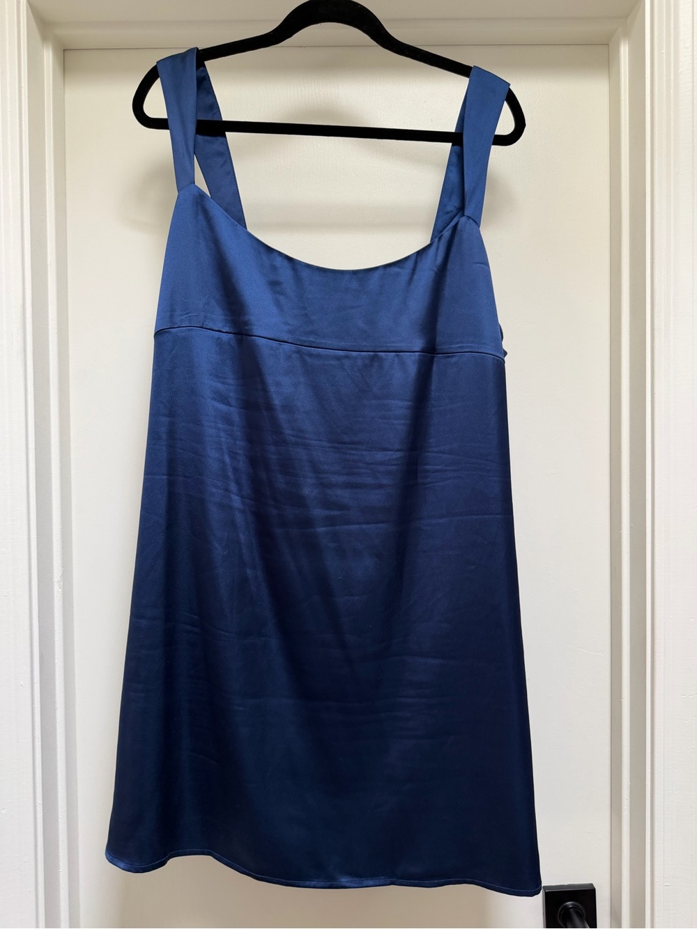 Peppermayo Navy Satin Slip Dress